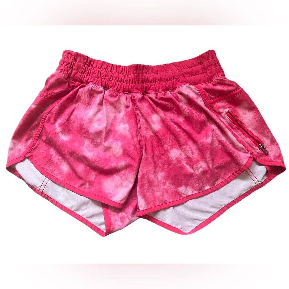Lululemon Tracker Shorts in Tidal Trip Boom Juice/Neon Pink size 6 pink tye dye